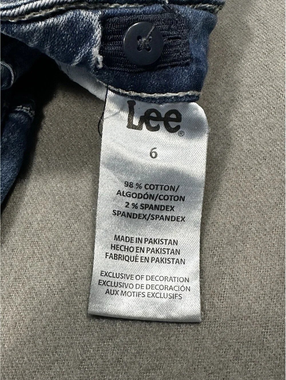 Lee Girls Skinny Fit 22x18 Straight Leg Jeans Size 6 Blue Stretch Denim